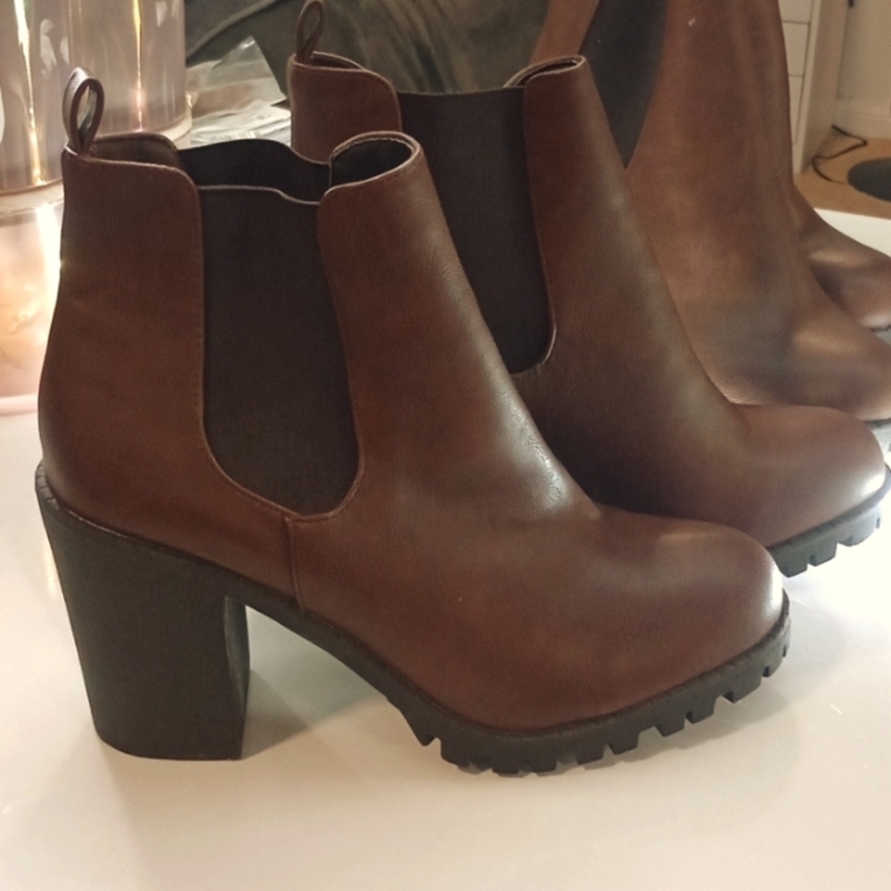 Brown Black Ankle Boot Heels